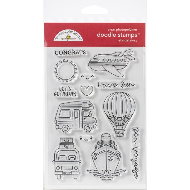 Doodlebug Clear Doodle StampsLet's Getaway, I Heart Travel Walmart