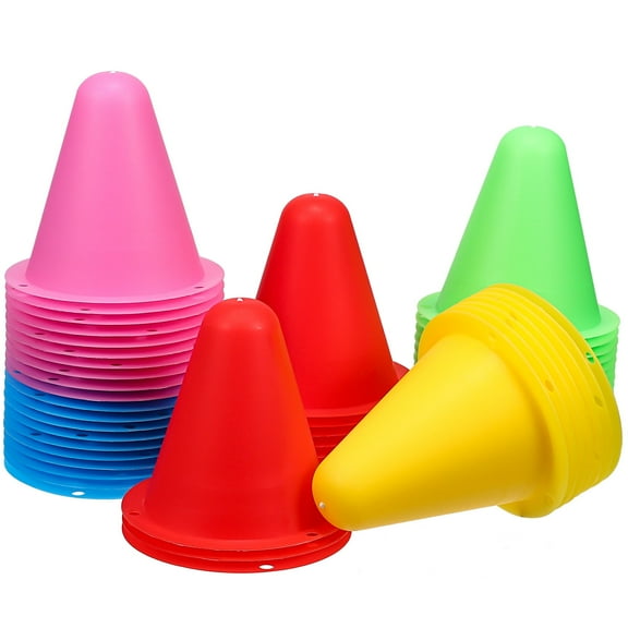 jojofuny 50Pcs Plastic Soccer Cones For Agility Training Sports Equipment Assorted Color