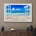 thumbnail image 2 of wall26 Canvas Print Wall Art Window View of Blue Sky Over Beach Pier Nature Wilderness Photography Realism Rustic Landscape Colorful Vibrant for Living Room, Bedroom, Office - 16"x24", 2 of 5