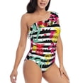 thumbnail image 3 of Honeii Trendy Colorful Pineapples for women's one-piece swimsuit featuring a chic one-shoulder design experience elegance and style in the water-Medium, 3 of 6