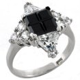 thumbnail image 1 of Rhodium 925 Sterling Silver Ring with AAA Grade CZ, Jet - Size 8, 1 of 1