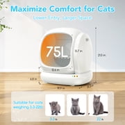 Osoeri 75L Smart Automatic Self-Cleaning Cat Litter Box, APP Control/Integrated Safety Protection,White