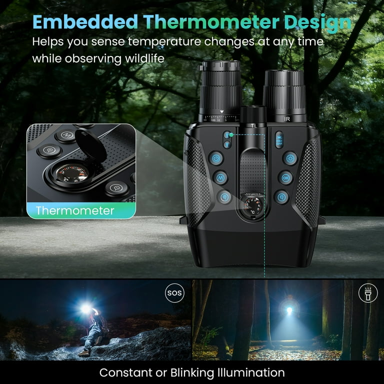 FETERVIC 4K Night Vision Goggles, 5x Zoom, Video Recording, IP65