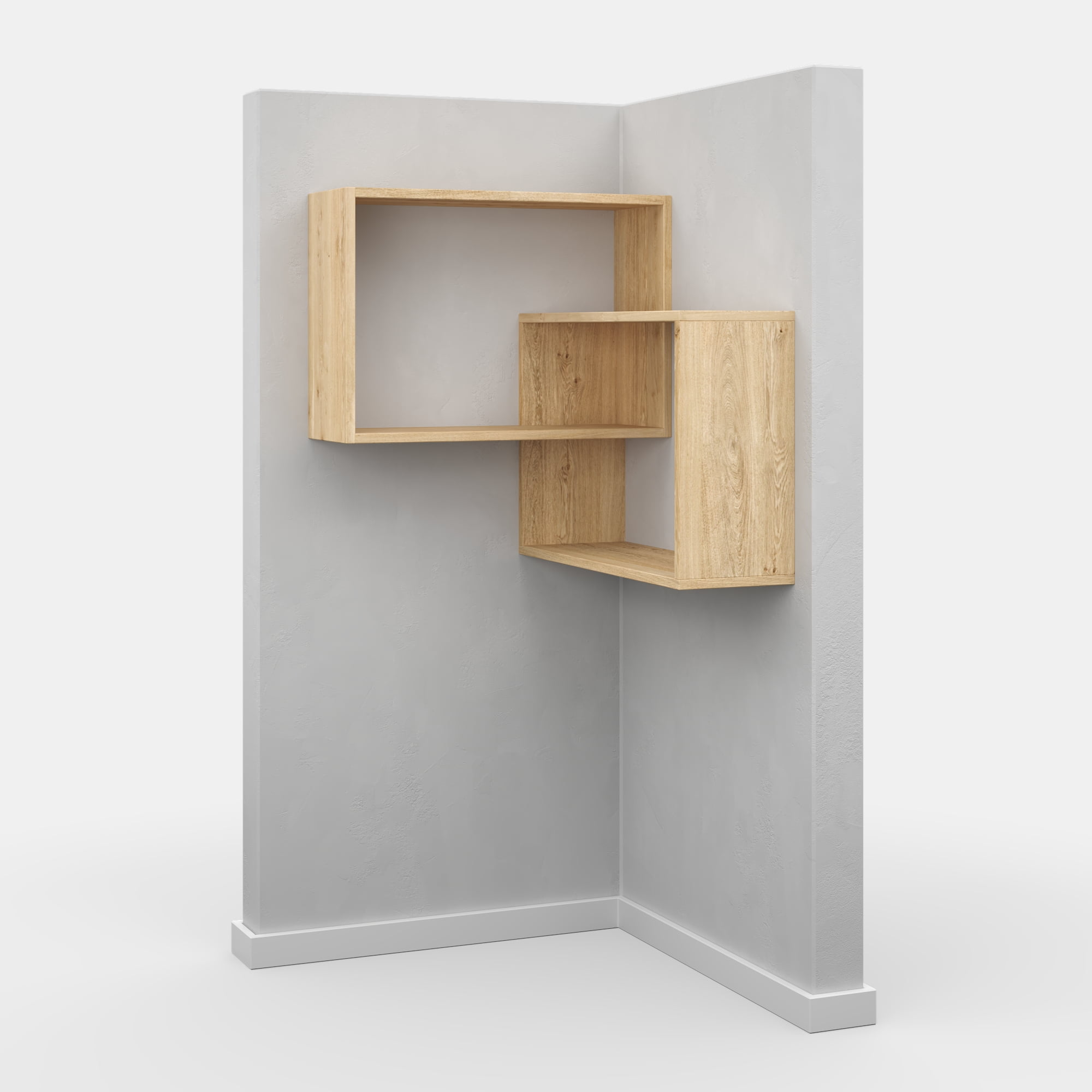 Ada Home Decor Furniture 23.5" 3 Tier Oak Warner Modern Wall Shelf