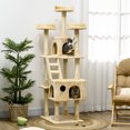 thumbnail image 2 of PawHut Cat Tree Tower with Scratcher & Condo Beige 71", 2 of 10
