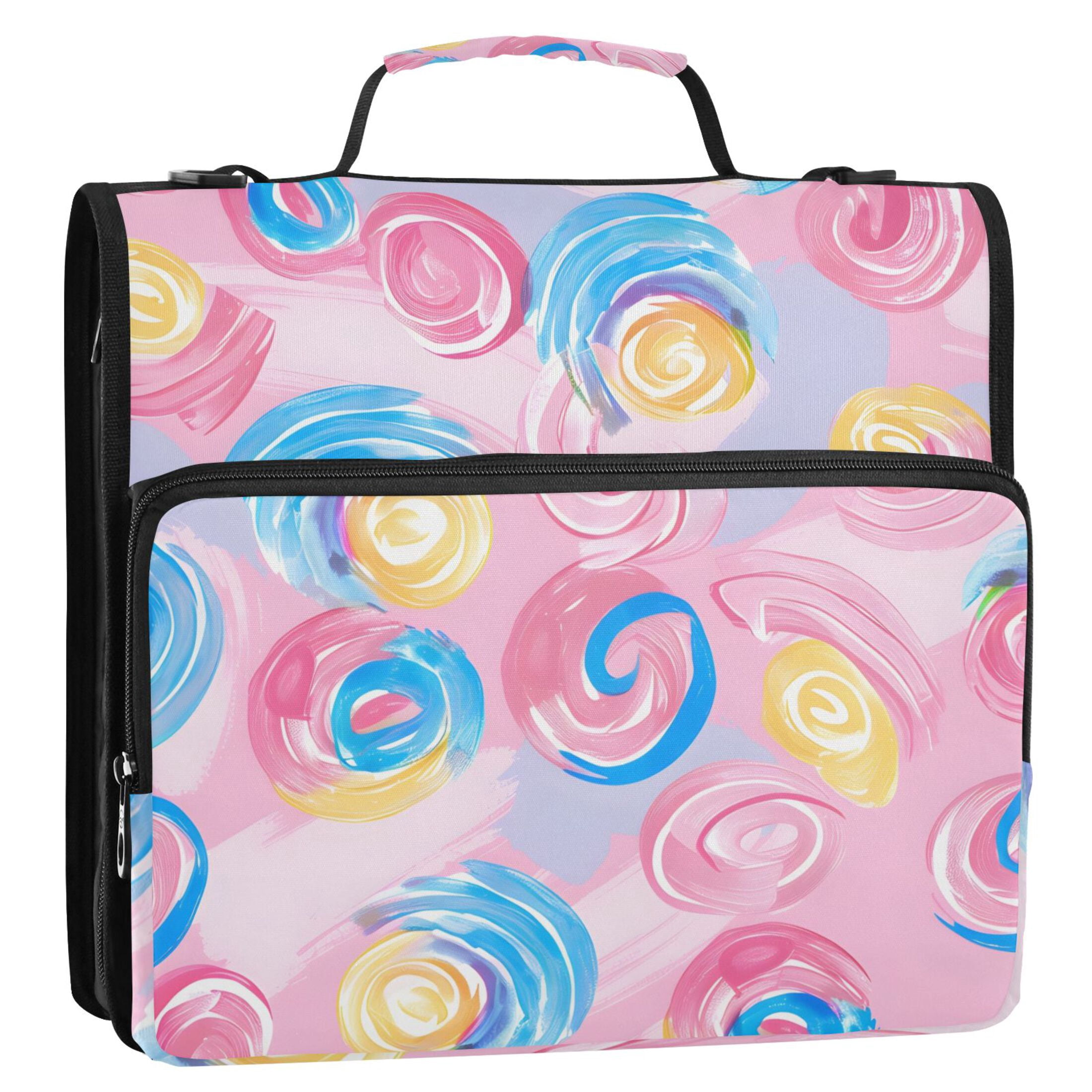 ALAZA Zipper Binder Candy Pastel 3 Ring Trapper Keeper File Folder Organizer Bag