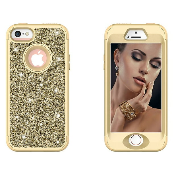 Funda protectora híbrida para iPhone 5, protector de silicona suave y parpadeante, de lujo, 5S SE Fivean unisex
