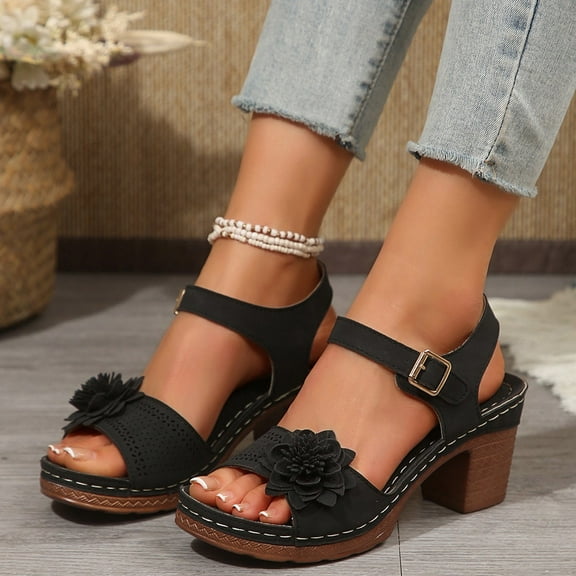 Wowcloth Roman Sandals for Women – Casual Chunky Heel Slip-On with Comfortable Shape for Stylish Summer Footwear,Plus Size