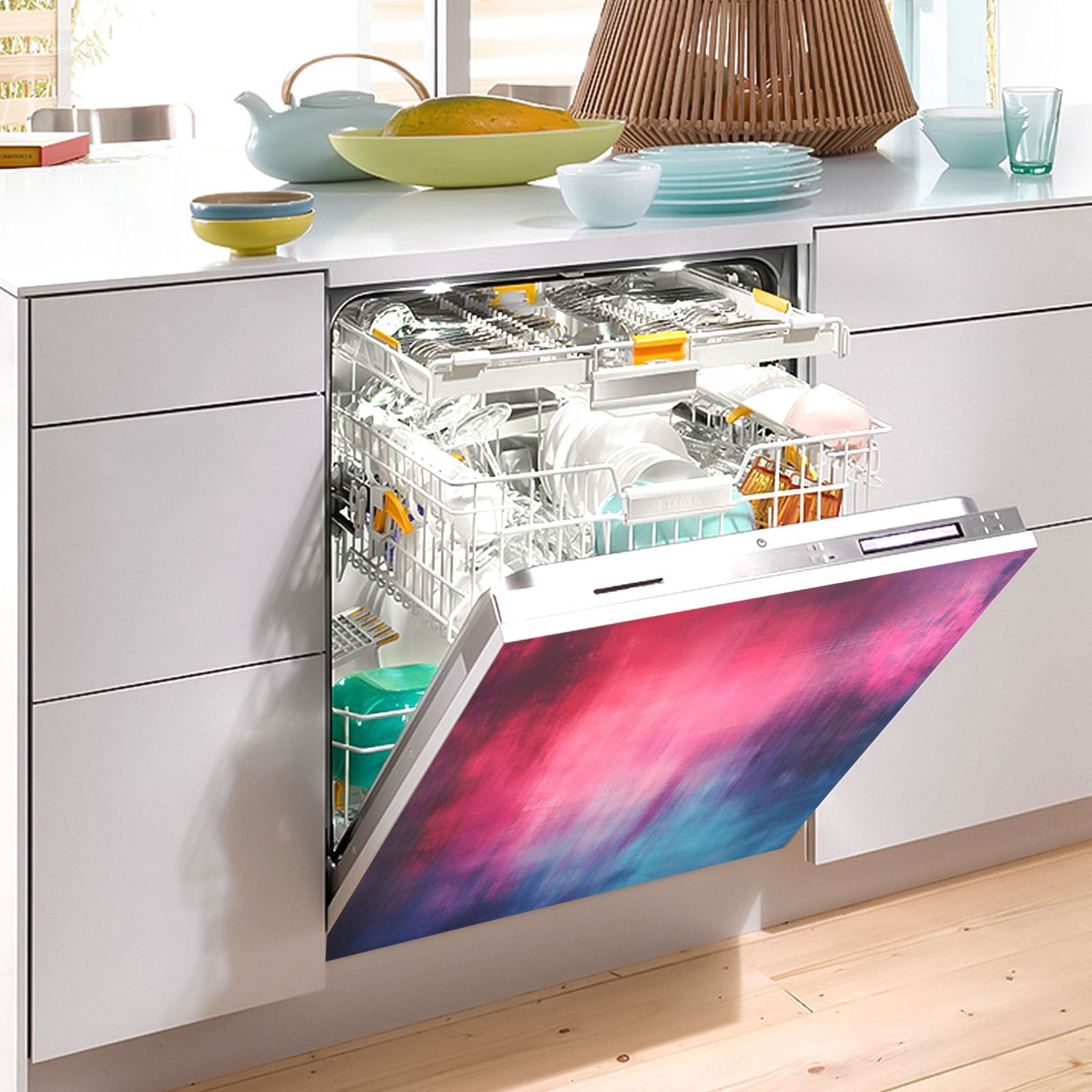 Dishwasher Magnetic Sticker 23x26 Inch Refrigerator Magnetic Sticker Washing Machine Magnetic Sticker Kitchen Panel Magnetic Sticker Home Decor Red and Green Pattern