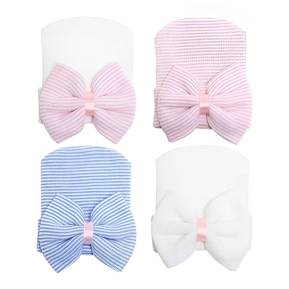 TELOLY Newborn Hats for Baby Girls Hospital Hat Baby Girl Bows and Headbands Infant Beanie Nursery Caps
