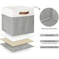 thumbnail image 5 of 13x13 Inches Storage Cube, Fabric Storage Bins with PU Handles, Collapsible Organizer Baskets for Closet, Gray and White, 4-Pack, 5 of 14