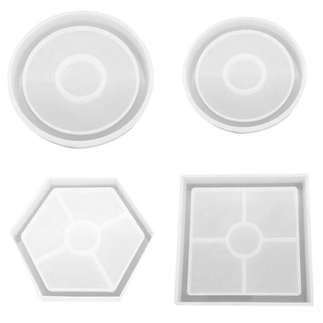 Moldes de resina epoxi de silicona para hacer tú mismo, moldes redondos para posavasos, moldes para hacer joyas. 4 piezas