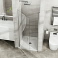 thumbnail image 4 of Demi Bonn 34" x 72" Shower Door Combo with 35.4" White Acrylic Shower Base, Walk-In Wet Room Divider, Semi-Frameless Pivot Clear Glass Shower Door, Silver, 4 of 7