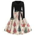 thumbnail image 6 of Christmas Dresses for Women Ladies' Christmas Printed Casual And Fashionable V-neck Long Sleeved Dress for Holiday Festive,Beige,2XL, 6 of 7