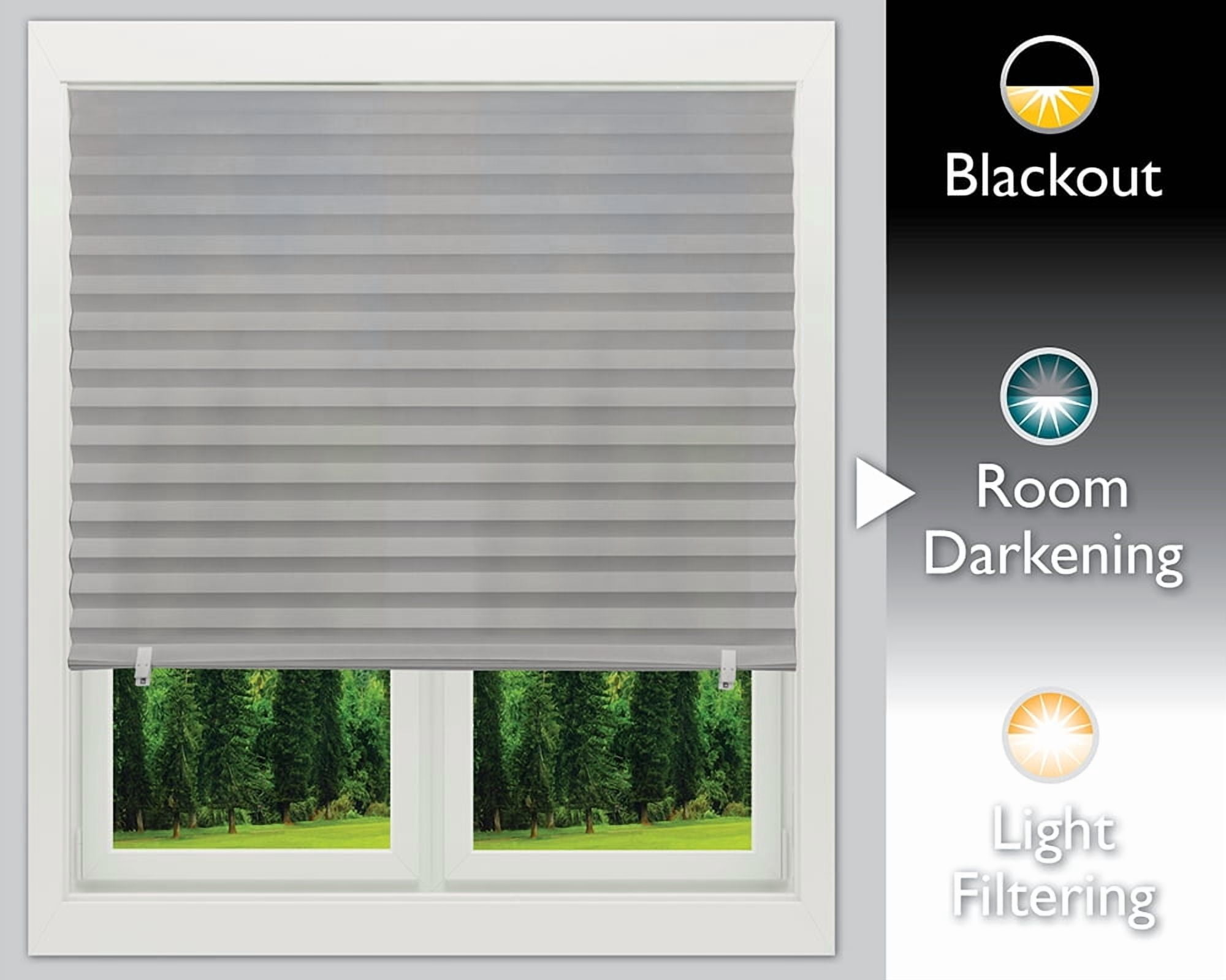Redi Shade No Tools Original Room Darkening Pleated Paper Shade Gray, 36" W x 72" L, 6 Pack