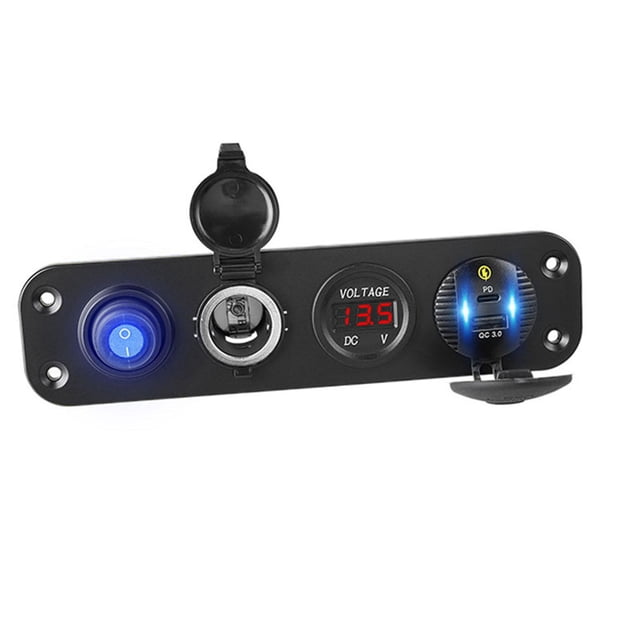 BELOVING Charger Socket Panel Double USB Charger Socket Power Outlet for Marine Truck Red Light