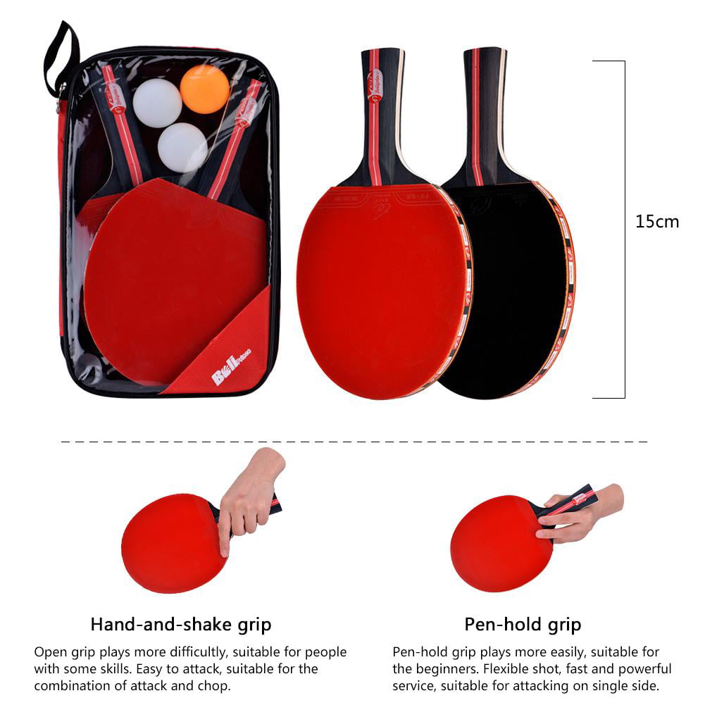Table Tennis Bats 2-Player Table Tennis Racket with 3 Balls Shake-Hand Grip Players Jadeshay Table Tennis 