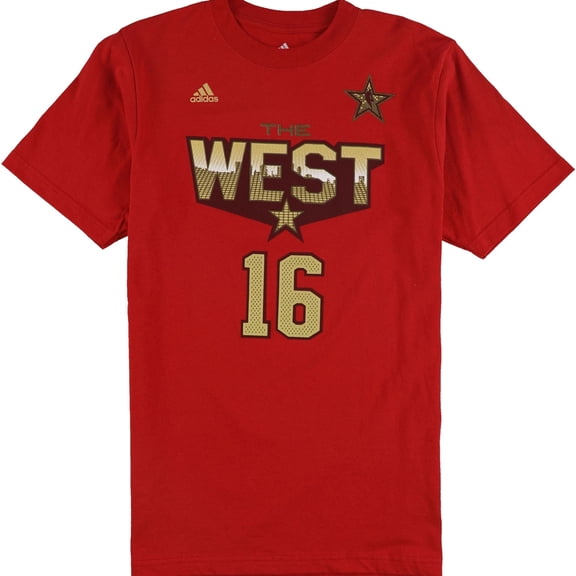 Adidas Mens Gasol #16 West Graphic T-Shirt, Red, Medium