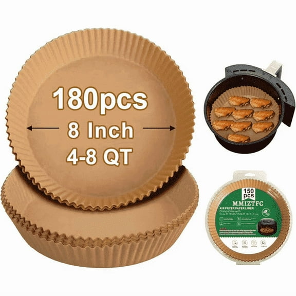 Air Fryer Paper Liners 8 Inch , 180Pcs Air Fryer Disposable Liners, Non-Stick and Oil Proof for Frying,Baking,Cooking,Roasting