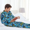 thumbnail image 5 of Bingfone Men's Pajama Set 2 Piece Loungewear PJs, Long Sleeve with Pajama Pants-snow board blue, 5 of 7