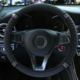 thumbnail image 6 of Black PU Leather Diamond Car Steering Wheel Cover Protector 15"/38cm Accessories, 6 of 6