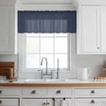 thumbnail image 3 of Solid Dark Blue Valance Curtains for Kitchen/Living Room/Bathroom/Bedroom Window, Rod Pocket Small Topper Half Short Window Curtains Voile Sheer Scarf, Minimalism Abstract Denim Texture 54"x18", 3 of 8