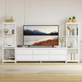 thumbnail image 1 of TV Stand Dresser for 75 Inch TV, Large Entertainment Center with Fabric Drawers & 4 Tier Storage Shelves, Modern Industrial TV Console for Living Room (White, 6 Drawers), 1 of 1