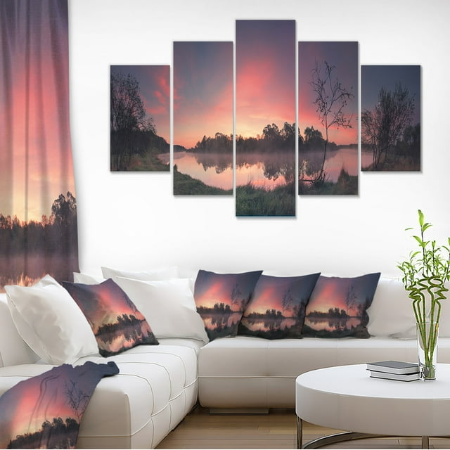 Purple Tinged Spring Mountains - Landscape Artwork Canvas