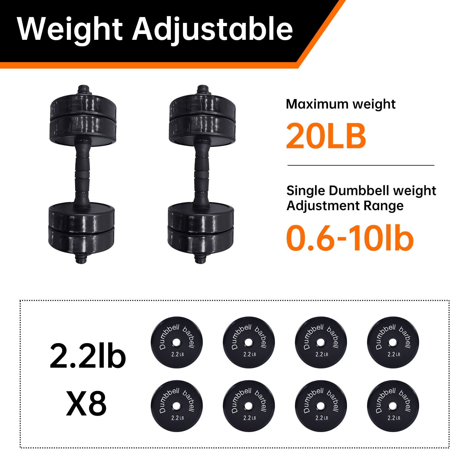 3-in-1 Adjustable Weight Set: Versatile Dumbbells, Kettlebells & Barbell Combo, 20-70LB, Non-Slip, Space-Saving Fitness Equipment (20 LB)