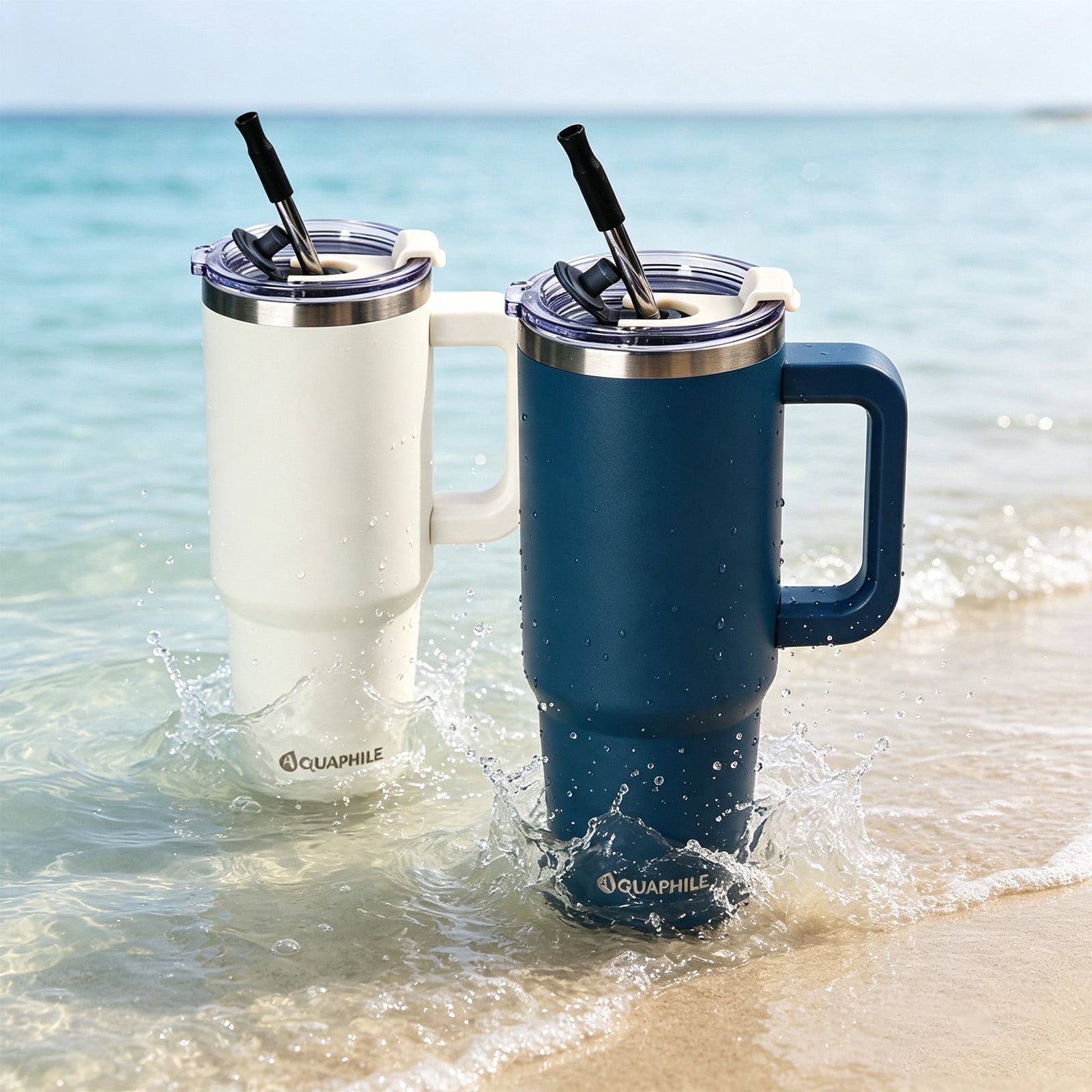 AQUAPHILE 40 oz Insulated Tumbler, Stainless Steel Coffee Mug with