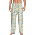 thumbnail image 2 of Picia Daisies Flowers Mens Soft Woven Cotton Elastic Waistband Sleep Pajama Pant Lounge Sleep Pant With Pockets And Drawstring-Large, 2 of 9