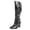 3Black, variant on Women's Knee High Boots Block Heel Slouchy PU Leather Side Zipper Tall Boots Pointed Toe Casual Dress Long Boots for Fall Winter Outfits