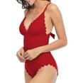 thumbnail image 2 of Charmo Swimsuits for Women Scalloped Padded High Cut One Piece Monokinis Bathing Suits, 2 of 6
