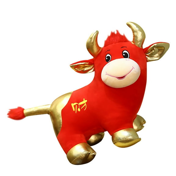UDIYO Mascot Lucky Cow Ox Cattle Soft Plush Doll Toy Chinese New Year Party Decor Gift