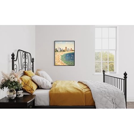 Virginia Beach Poster Art Print, City Skyline American Folk Art, Naive Artwork PIcture Painting Decor for Bedroom, Bathroom, Living room. (Virginia Beach, 18x24 inches (Unframed))