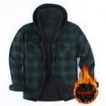 thumbnail image 2 of Mens Flannel Fleece Jacket Plaid Sherpa Lined Hooded Zip Up Thermal Shirt Jacket Winter Coat with Pocket, 2 of 3