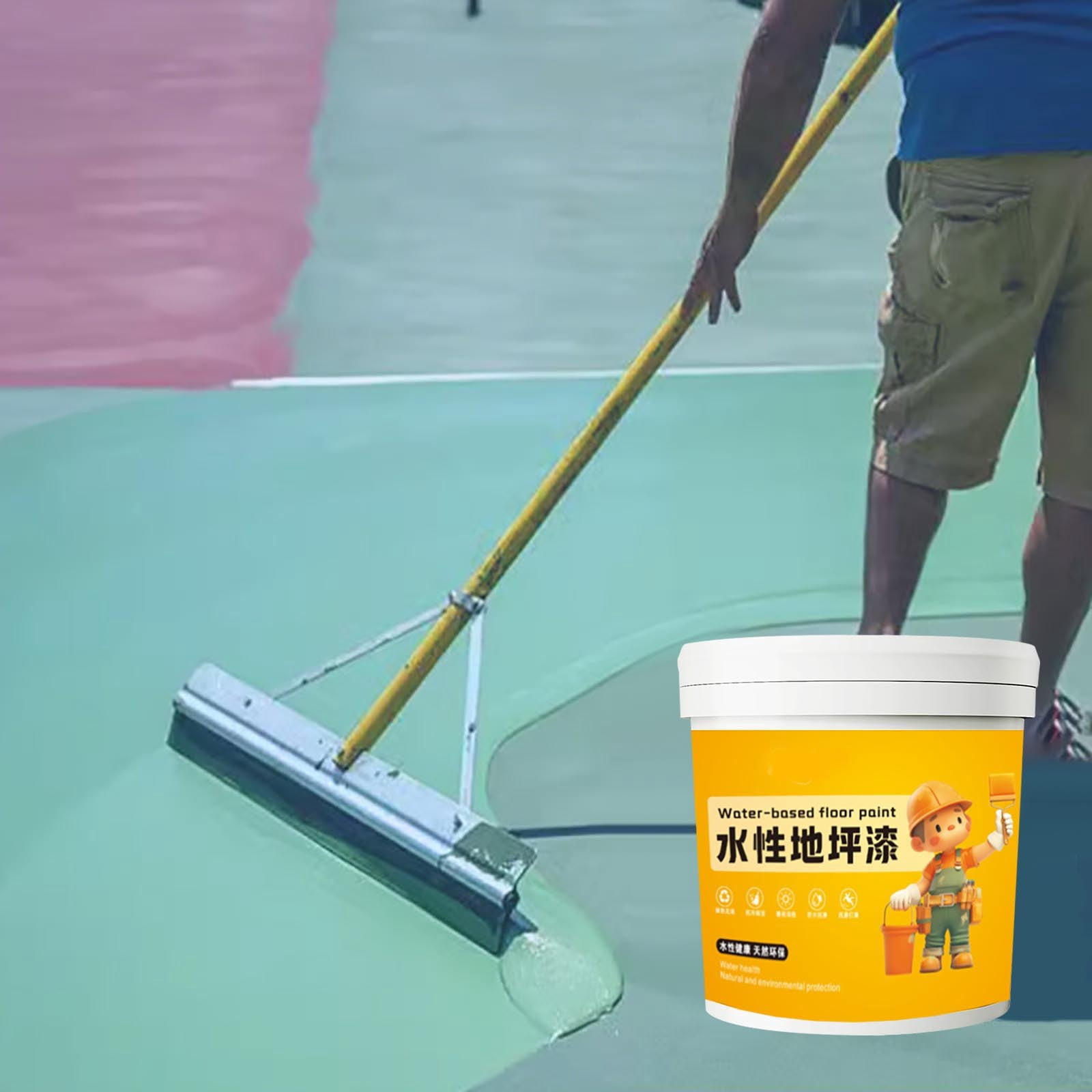 Waterproof Water-Based Epoxy Floor Paint, 300ml Quick Dry Non-Slip Water-Based Floor Paint, Water-Based Garage Floor Paint Epoxy Floor Paint, Non-Slip Concrete Floor Paint (M, 1pcs)
