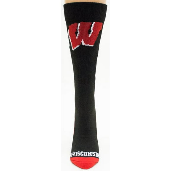 Wisconsin Badgers Black Sport Performance Sock - Donegal Bay - Unisex - One Size - Crew