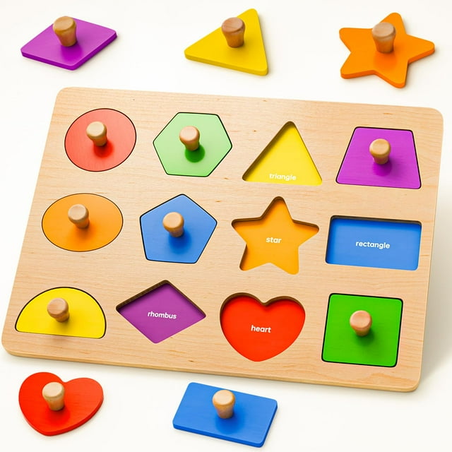 Puzles con forma de madera SYHLN para niños pequeños de 1 a 3 años