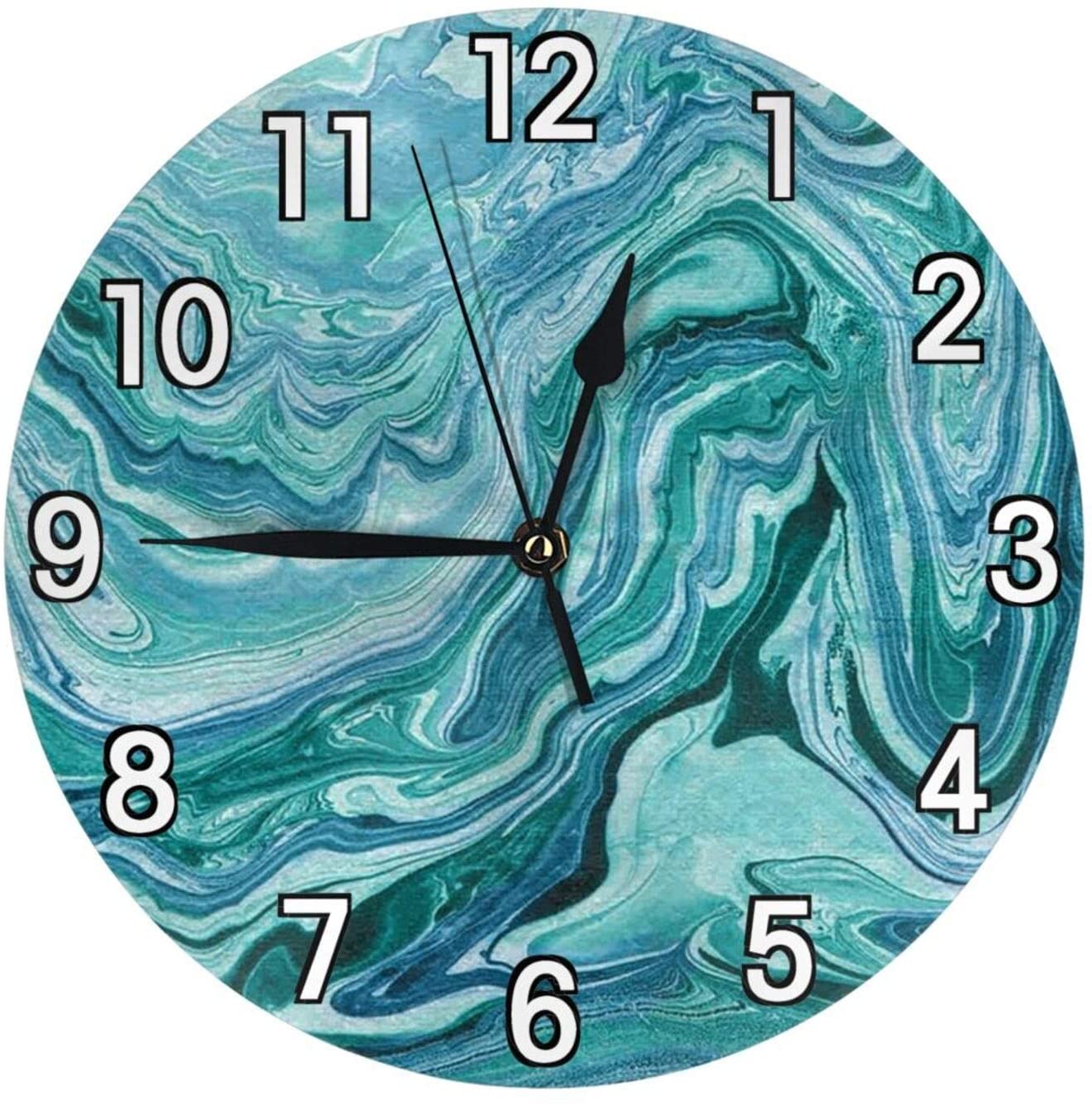 Blue Marble Texture Wall Clock Battery Operated Silent Round Clock Wall