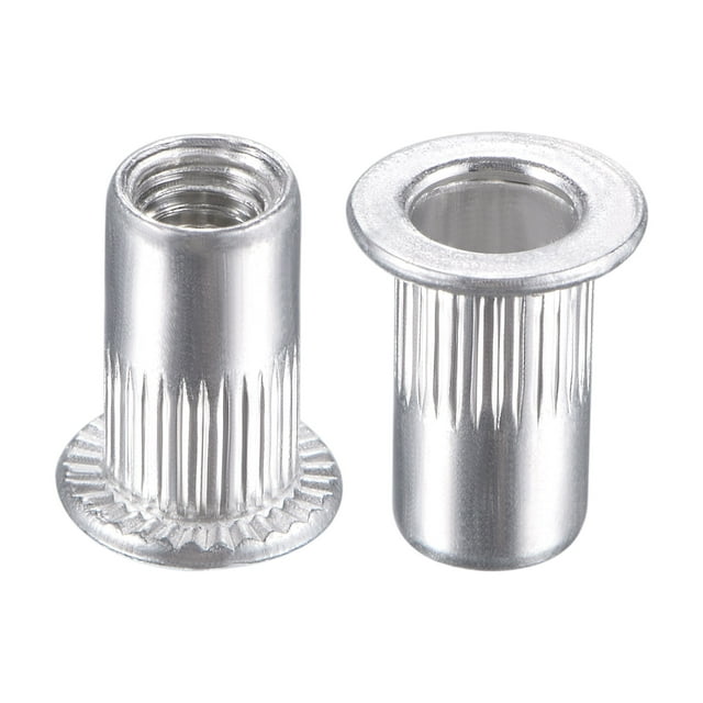 Unique Bargains Écrous de Rivets M4 en Alliage d'Aluminium Tête Plate Filetée Écrou Argent 50 Pcs