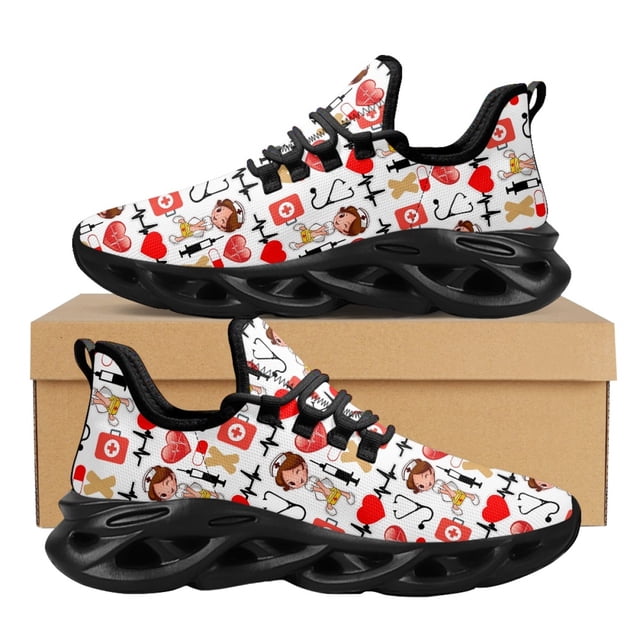 Zapatillas de deporte de malla con diseño de primeros auxilios para enfermeras, ligeras y resistentes al desgaste, para mujer.