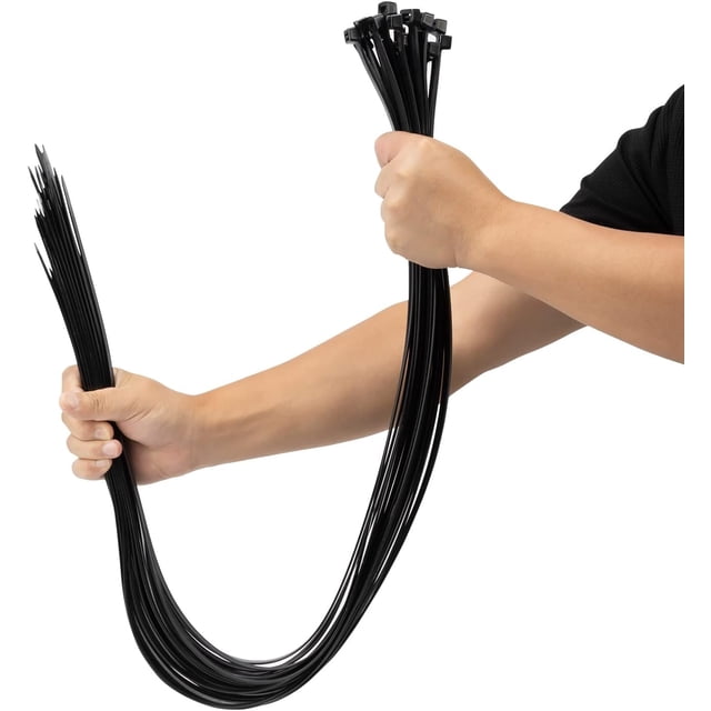 wqlpp-40 Pouces Attaches à Fermeture Éclair Noires Robustes 25 Pcs, 175 LBS Attaches en Fil Plastique Ultra Résistantes, Grandes Attaches de Câble Extra Longues, Résistantes aux UV Intérieur et Extérieur
