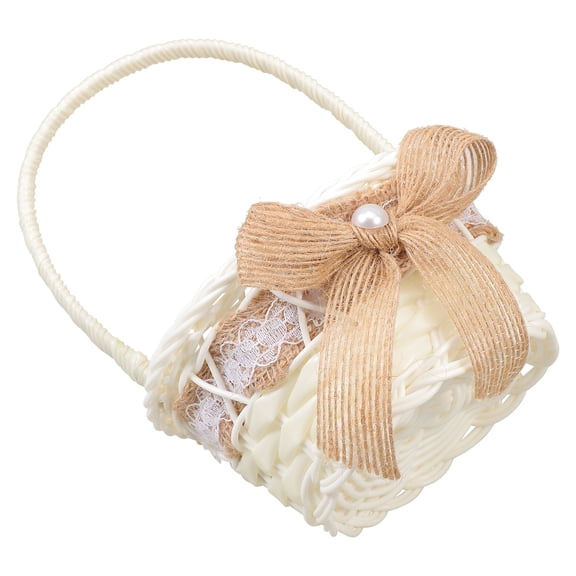 CATIEBYE Rustic Wedding Handheld Basket in Multi-Color Sisal and Plastic, Decorative Basket for Wedding and Event Decor