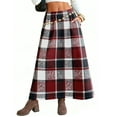thumbnail image 5 of Npasoilc Plaid Wool Skirt for Women High Waisted Ruffled A-Line Ankle-Length Buttoned With Pockets for Casual Fall and Winter Wear, 5 of 7