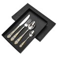 thumbnail image 2 of Cutlery set 4 pieces in gold stainless steel - Forks and spoons - Table knife - Nickel free - Silver, 2 of 5