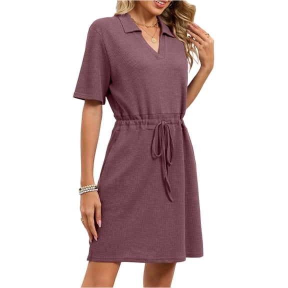 CIENVNSTG Women's Fashion Dress Solided Color Spring Comfortable Holiday Dress Flowy Eye-Catching Beach Dress
