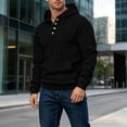 thumbnail image 2 of Afdoent Hoodies for Men Knit Pullover Hoodie Solid Color Long Sleeve Hooded Sweatshirt Casual Streetwear, 2 of 4