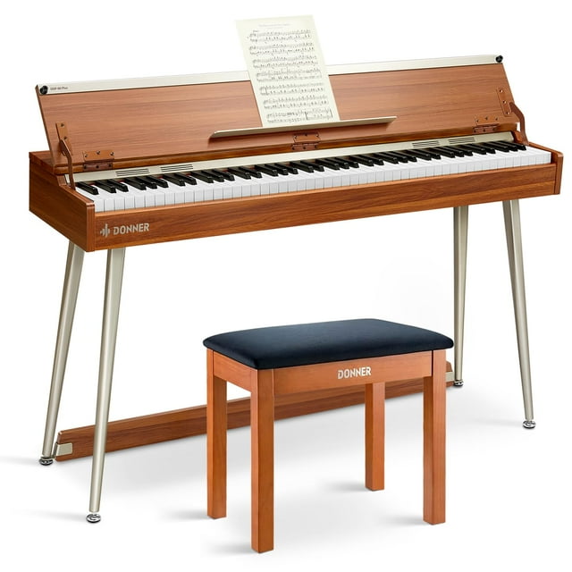 Piano digital Donner DDP-80 PLUS de 88 teclas con acabado de madera de banco