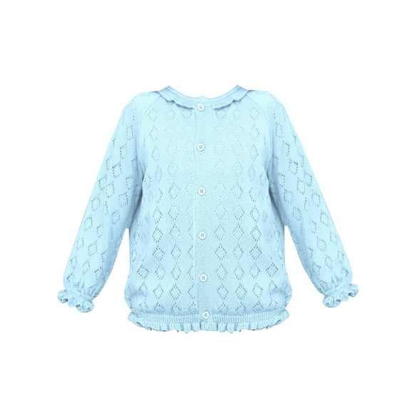Coerni Little Girls Knit Cardigan Sweater for Toddler Baby Ruffle Long Sleeve Button up Sweater Jacket Outwear Top Spring